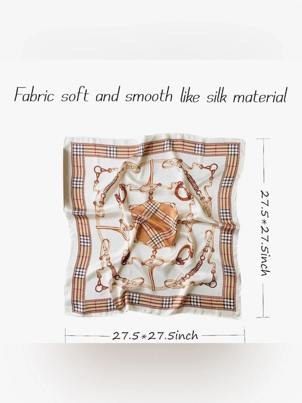 Designer Print Cream & Tan Patterned Neck Scarf